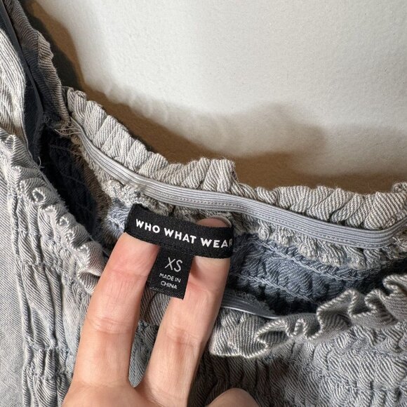 Who What Wear Smocked Blouse XS Half Balloon Sleeve Square Neck Extra Small - Picture 4 of 4